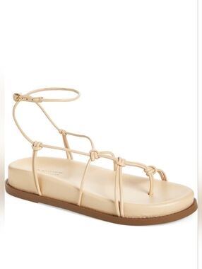 Schutz Calabria Minimalist Nude Sporty Strappy Ankle-Wrap Sandal